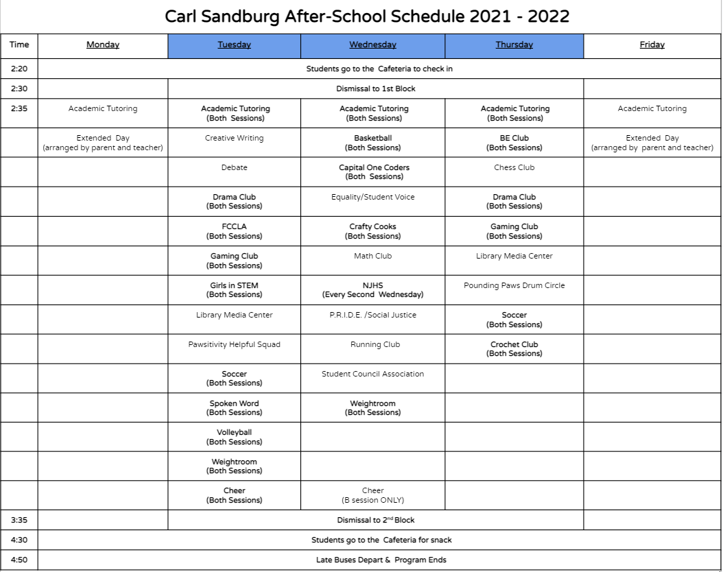 Photo of schedule