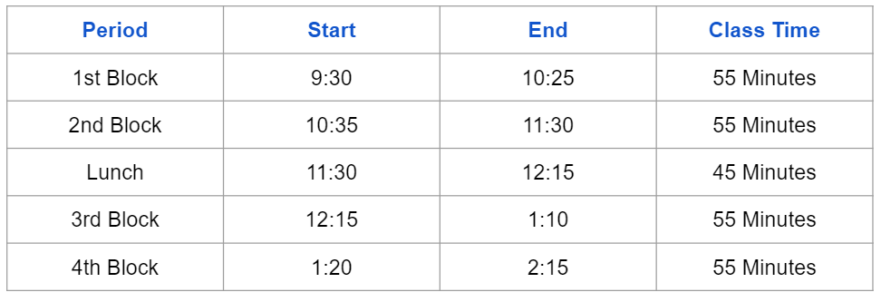 photo of virtual schedule